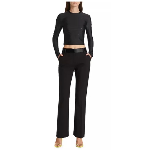 Frame Le Tuxedo Mini Boot Trousers in Black.